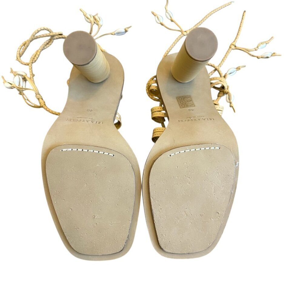 Ulla Johnson Cora High Heel Ankle Strap Sandals Seashell Leather Size 40 9.5 - Picture 9 of 15